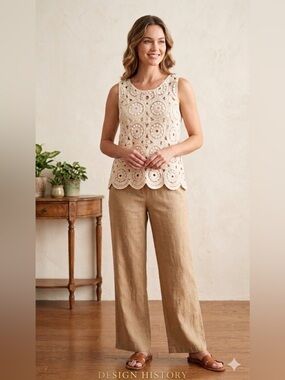 007 - Design History Crochet Lace Tank Top in Cream